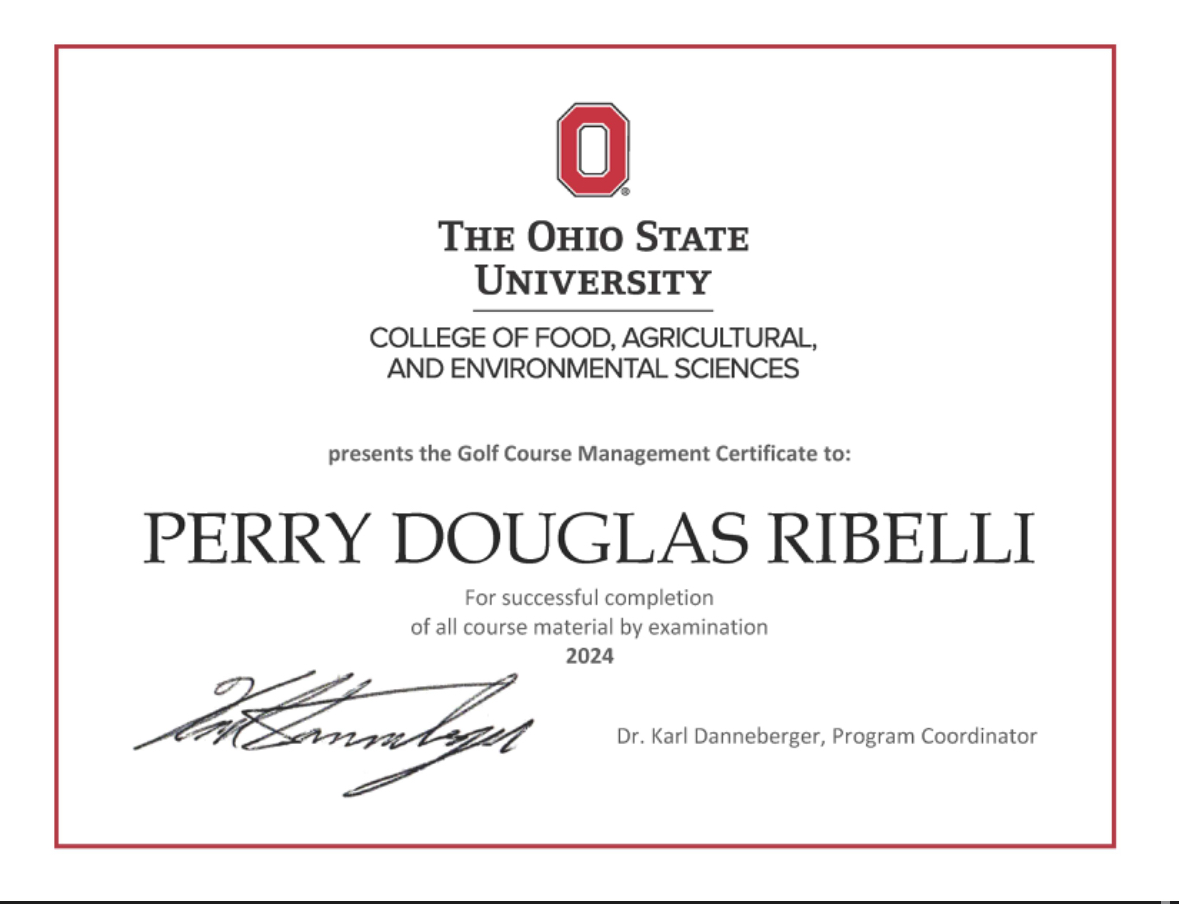 golf course management certificate